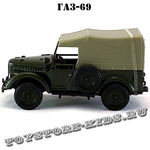 ГАЗ-69 (зелёный глянец, с тентом) арт. Н356
