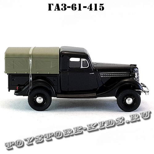 ГАЗ — 61-415 «Пикап» (чёрный, с тентом) арт. Н364